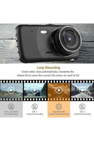 Gajeena Araç Kamerası 1080p Çift Lensli Görüntü Kayıt Ve Park Sensörü Dahil