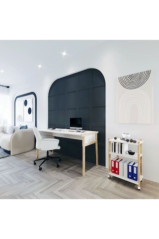 Zenith Çalışma Masası Kitaplık Takımı150cm Beyaz Meşe