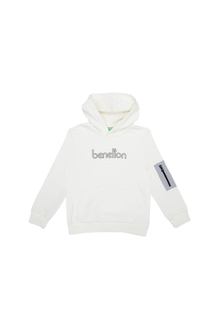 United Colors Of Benetton Benetton Beyaz Erkek Çocuk Baskılı Sweatshirt Bnt-b21627 Ekru
