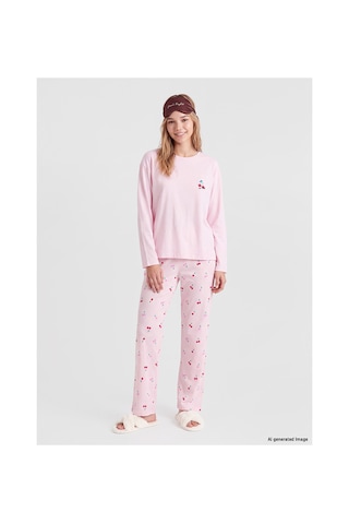 Lcw Young Pembe Kiraz Desenli Kadın Pijama Takım