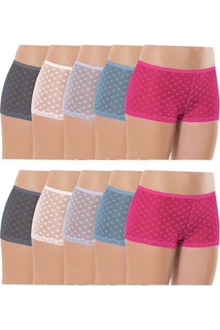 Royaleks 10 Adet Kadın Komple Tül Dantel Boxer Külot Çok Renkli