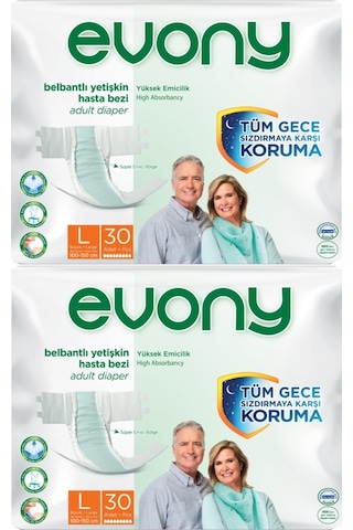 Evony Hasta Bezi Yetişkin Bel Bantlı Tekstil Yüzey L-Büyük Boy 60 Adet
