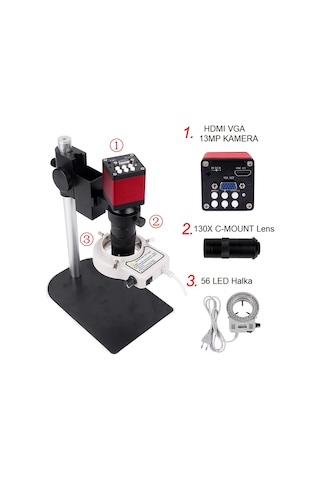 TriLine 13MP HD 60F/S Endüstriyel Mikroskop Kamera 130XC Montaj L