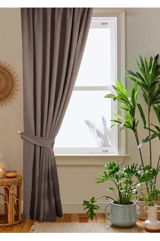 Home Color Home Kahverengi Petek Kadife Dokulu Fon Perde Düz Dikişli Ekstrafor Büzgü 1. Sınıf Kalite Kahverengi
