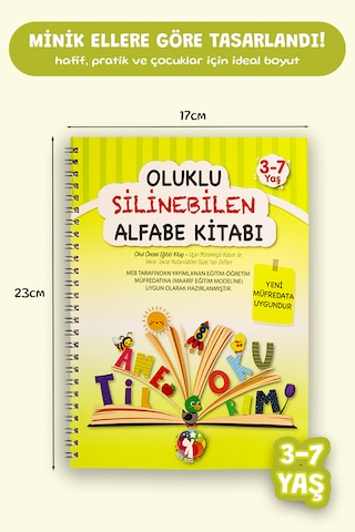 Oluklu Silinebilen Alfabe Yazı Kitabı Sihirli Kalemli Kabartmalı Yaz-sil Okul Öncesi 3 6 Yaş
