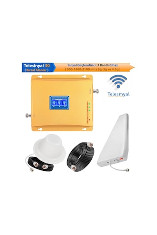 Telesinyal 30 KIRSAL ALAN Gsm Telefon Sinyal Güçlendirici, Yükseltici ve Arttırıcı (üç bantlı) 2g 3g ve 4.5g lte