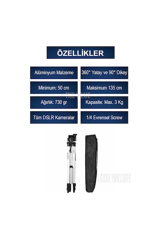 Profesyonel Outdoor Tripod 135cm Tüm Dslr Kameralarla Uyumlu Vide
