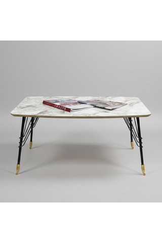 Mermer Desenli Mdf Orta Sehpa 90x60 Cm Metal Ayaklı Modern Salon Sehpası Mermer Desenli Mdf