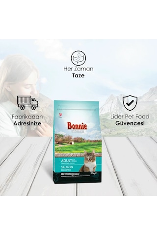 Bonnie Somonlu Yetişkin Kedi Maması 3 x 1500 G