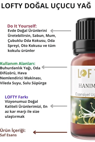 Lofty Hanımeli Uçucu Yağ Buhurdanlık Esansı Oda Kokusu 30 ML