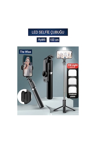 Ultra Thin 3in1 Bluetooth Kumandalı Ayaklı Led Selfie Çubuğu 100 Cm Kompakt Tasarım