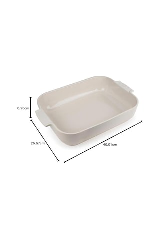 Appolia Dikdörtgen Saplı Fırın Kabı, Seramik, Ekru/beyaz, 8,3 X 40,5 X 27 Cm, Kapasite: Yakl. 4 L, 60008 Çok Renkli