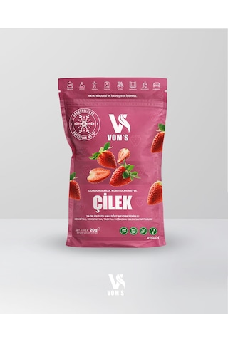 Voms Dondurularak Kurutulmuş Meyve Cipsi - Freeze Dried Çilek 20gr 20 G