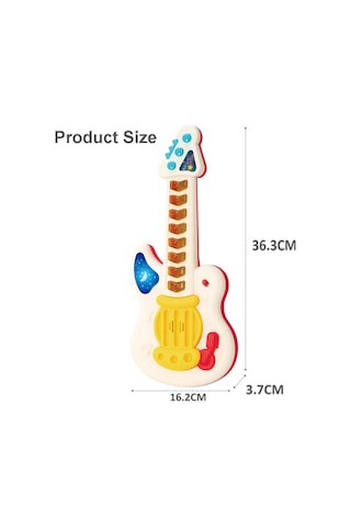 Işıklı Müzikli Sesli Oyuncak Gitar 5 Farklı Mod Hayvan Sesli 36 Cm.
