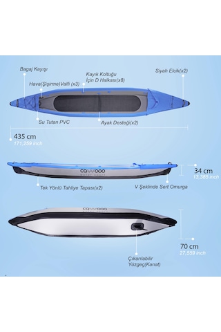 Cawooo Koltuklu Şişme Kano 2 Kişilik