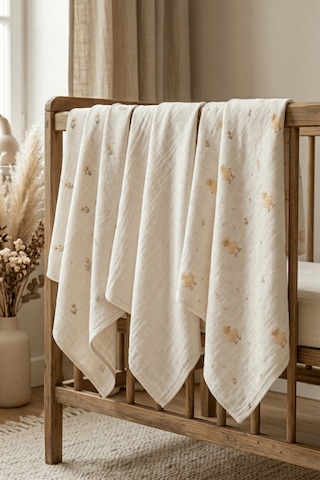 Little Organic's 3'lü %100 Organik Pamuk Müslin Örtü - Battaniye Seti 75x80 CM Oeko-tex Gots - Ztbest Chıck
