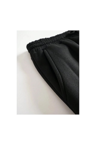Tarzsokak Unisex Kadın/erkek Özel Renkli Düz Paça Lastik Eşofman Altı Jogger Siyah