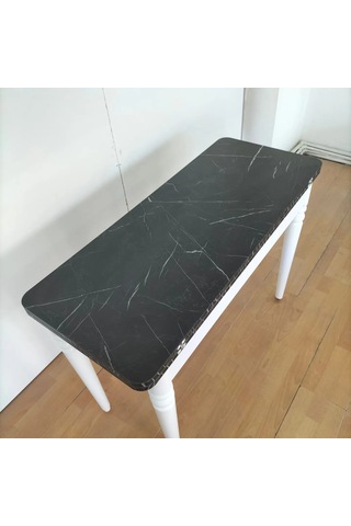 110 X 45 Katlanır Masa Siyah Mermer Desen