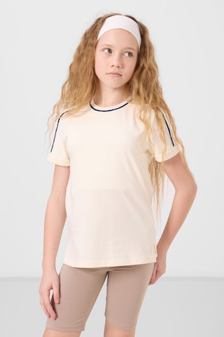 Ekru Pamuklu O Yaka Standart Fit Basic Kız Çocuk T-shirt - 75177 Ekru