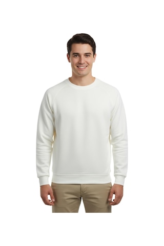 Erkek Spor Reklam Kol Sweatshirt Regular Fit Bgl-st04951 Ekru