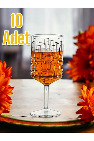 Kırılmaz Kadeh Bardak 350 Ml Kokteyl Ve Şarap Kadehi 10 Adet Şeffaf
