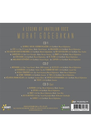 Murat Göğebakan - A Legend Of Anatolian Rock 3 Cd Cd