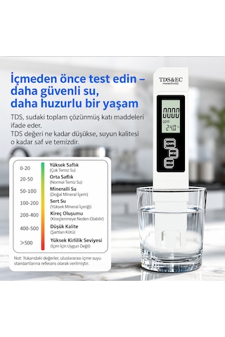Optivya A1 Dijital Tds Ec Sıcaklık Ölçer Su Kalite Test Cihazı 1 Adet
