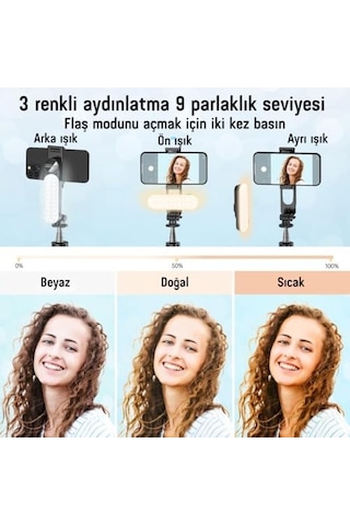 Infomax Led Işıklı Selfie Çubuğu & Tripod 111 Cm Uzatılabilir, 360 Döner Telefon Tutucu, Çıkarılabilir Bluetooth Kumanda, 3 Renk Modu & 9 Parlaklık Seviyesi, Apple Ve Android İle Uyumlu