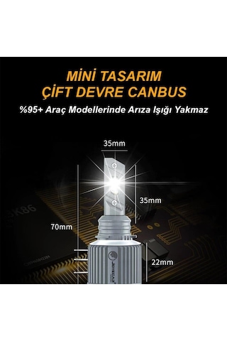 Joyecar 12v H15 Csp Led Xenon Far Ampul Seti 72w 6500k 13000 Lümen