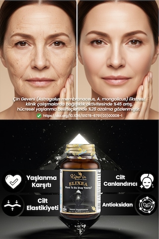 Kiperin Elixea Longevity Anti-aging Ve Canlandırıcı Etki Çin Geveni Ekstresi, Nadh, Pirolokinolin Kinon, Resveratrol, Glutatyon, Koenzim Q10, Nmn 60 Kapsül
