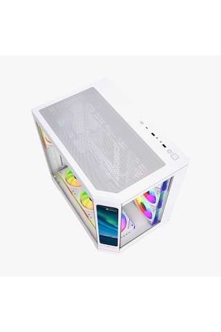 Gametech Vision V2 7x Argb Fanlı Lcd Ekranlı Oyuncu Bilgisayar Kasası Beyaz