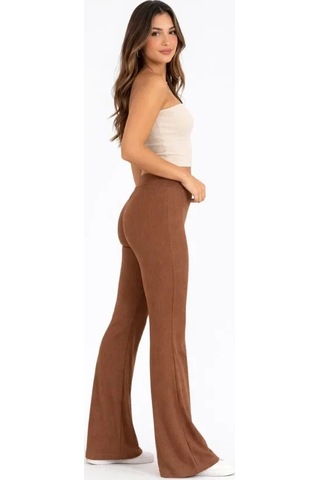 Alyn Wear Fitilli Kaşkorse İspanyol Paça Tayt Yüksek Bel Esnek Günlük Rahat Pantolon - Kahverengi