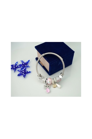 Biem Pandora Model Çelik Bileklik Pembe2 Gold/gümüş