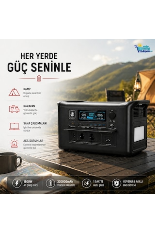 Or-tec 1800w Taşınabilir Güç İstasyonu 320000mah Hızlı Şarjlı Power Station 100watt Flexy Panel Kamp, Karavan Ve Acil Durum Enerji Kaynağı