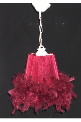 Bordo Yatak Odası Çocuk Odası Tüylü Avize