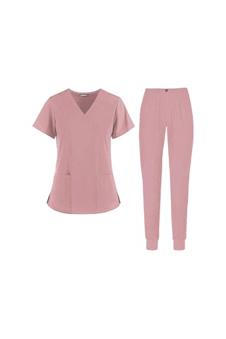 Homyl Rahat Hemşirelik Ovma Seti Spa Üniformaları Xl-pembe