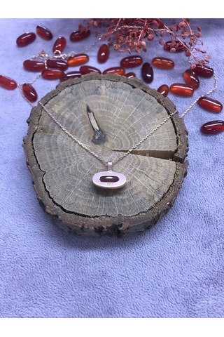 Akik Taşlı Gümüş Kolye 925 Ayar Doğal Taş