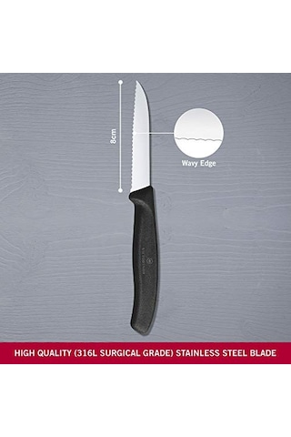 Victorinox 6.7433 Swissclassic 8cm Tırtıklı Soyma Bıçağı, Siyah 005 Sarı