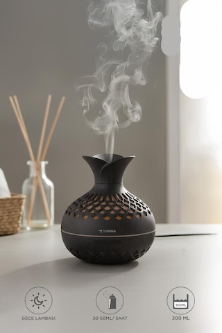 H15 Koyu Kahve Led Işıklı 300ml Sessiz Ultrasonik Flower Hava Nemlendirici (İthalatçı Garantili)