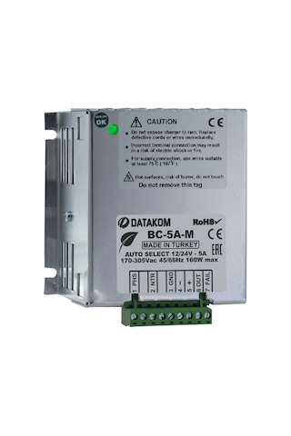 Datakom Bc-5A-M 12/24 Volt Oto Seçimli Akıllı Akü Şarj Redresörü