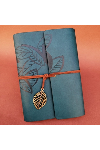Deri Yaprak Desenli Petrol Misi Defter