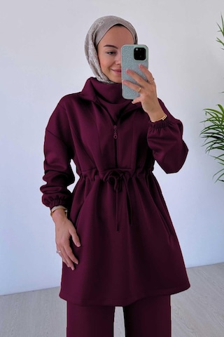 Kahijab Tasarım Yaka Scuba Takım - Bordo Bordo