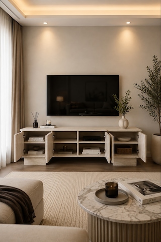 Liva Tv Sehpa Ünitesi,konsol 4 Kapaklı Ahşap Ayaklı Televizyon Sehpası Salon Ve Oturma Odası Diğer