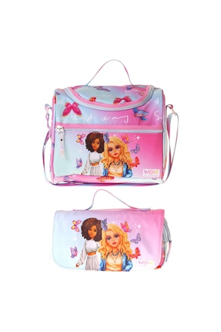 Wow Generation Kız Çocuk Butterfly Turkuaz - Pembe Thermo Beslenme Çantası Ve Kalemlik Seti - Setwg-w6076