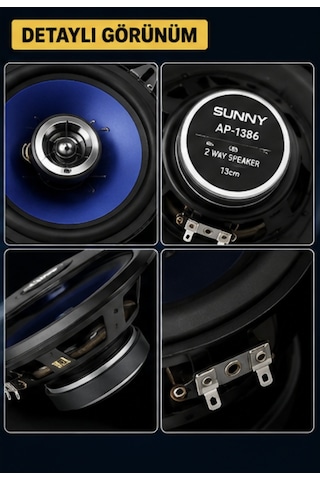 Sunny Ap-1386 13cm 200w Oto Hoparlör Çiftli 2 Way Araç Speaker