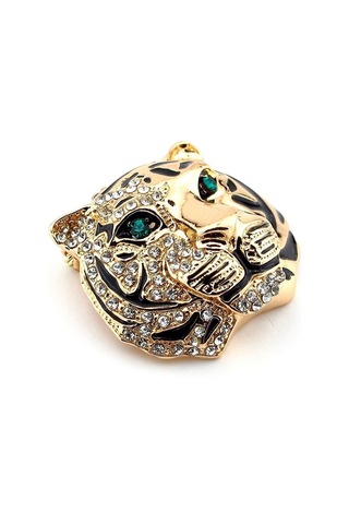 Solfera Yeşil Gözlü Kaplan Tiger Yırtıcı Hayvan Safari Zirkon Taşlı Broş Rz171