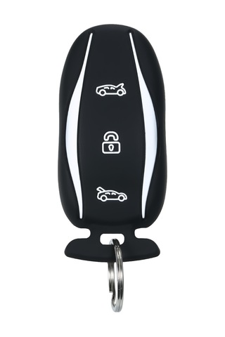 Suofeng Tesla Model 3/s Anahtar Kılıfı Silikon Materyal Siyah, Tam Uyumlu, Butonları Koruyucu, Metal Kanca İle Taşınabilir
