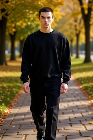Benerly Erkek Bisiklet Yaka Standart Kol Oversize Waffle Dokuma Sweatshir siyah
