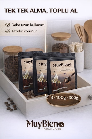 Türk Kahvesi 3x100g %100 Arabica Bol Köpüklü Yoğun Aromalı Taze Öğütülmüş