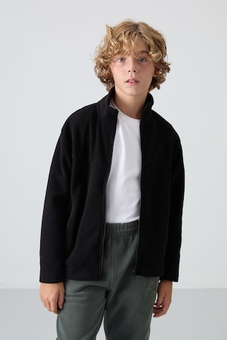 Tommy Life Siyah Kalın Yumuşak Dokulu Standart Fit Nakışlı Polar Erkek Çocuk Sweatshirt - 11223 Siyah